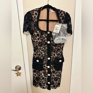 NEW Self-portrait guipre lace mini dress with belt